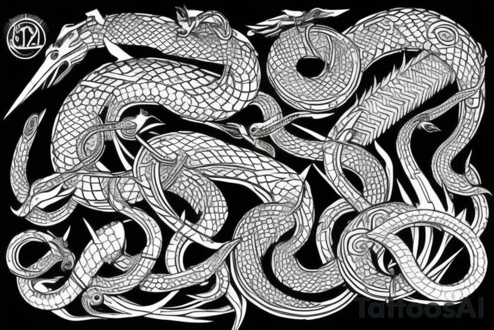 norse mythology, world serpent, dark tattoo idea