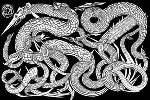 norse mythology, world serpent, dark tattoo idea