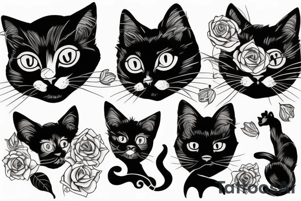 Black cat and rose tattoo idea