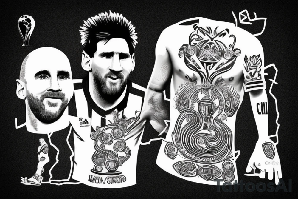 messi and maradona with the world cup tattoo idea