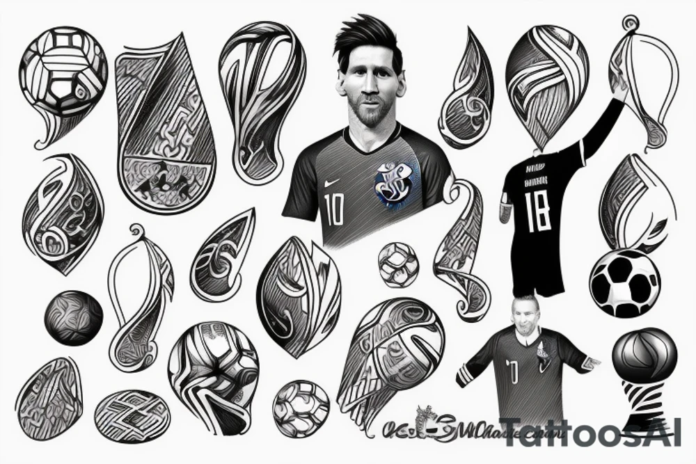 messi with the world cup tattoo idea