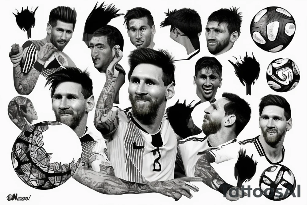 messi with the world cup tattoo idea