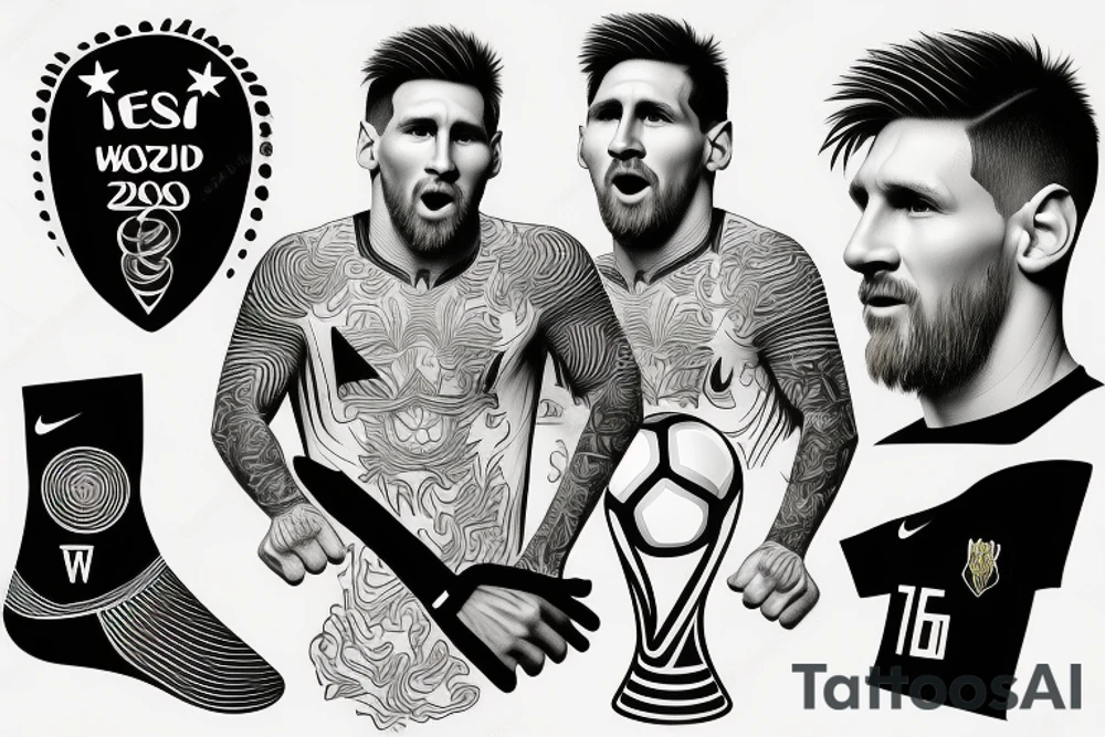 messi with the world cup tattoo idea