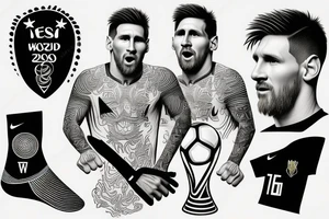 messi with the world cup tattoo idea