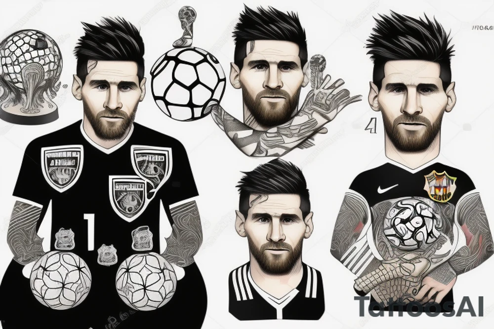 messi holding soccer world cup tattoo idea