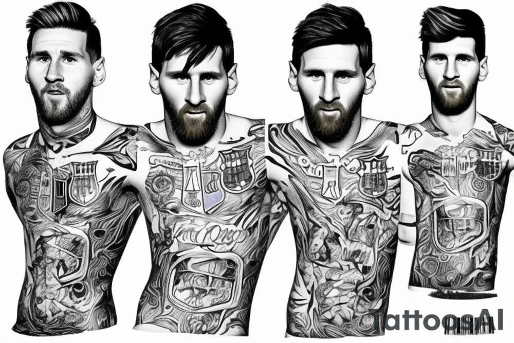 messi holding soccer world cup tattoo idea