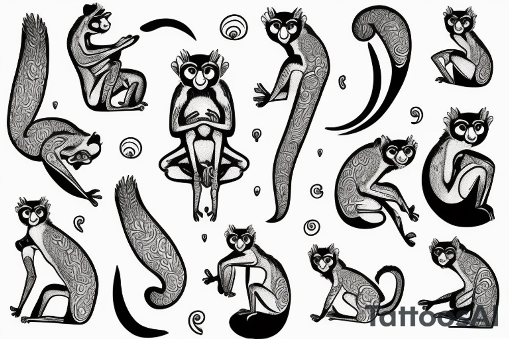 lemur, sand, fine line tattoo idea
