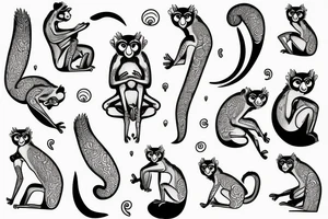 lemur, sand, fine line tattoo idea