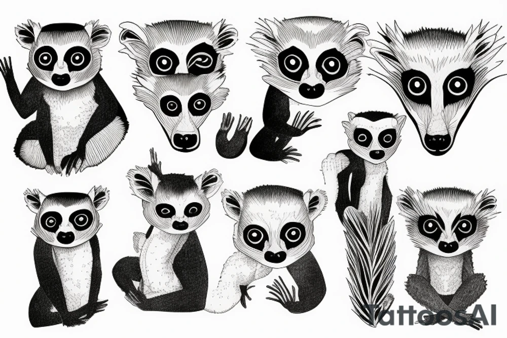 lemur, sand, fine line tattoo idea