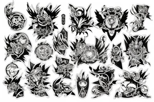 Digimon art nouveau neotraditional tattoo idea