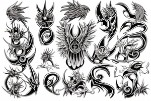 Digimon art nouveau neotraditional tattoo idea