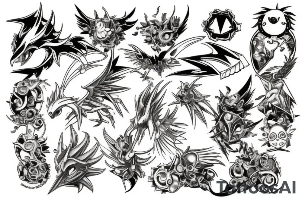 Digimon art nouveau tattoo idea