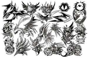 Digimon art nouveau tattoo idea