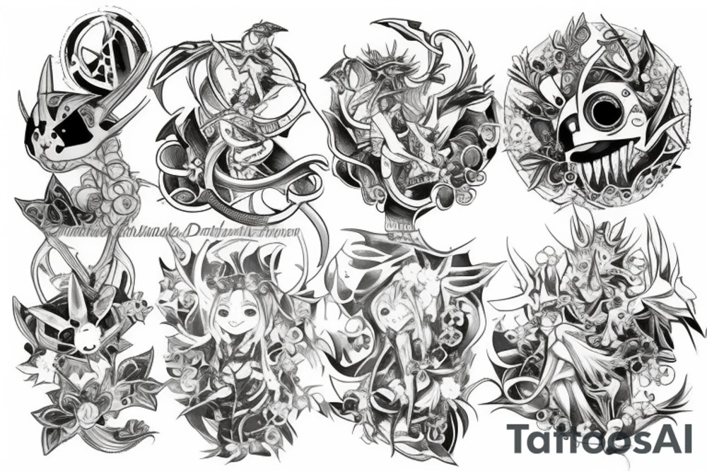 Digimon art nouveau tattoo idea