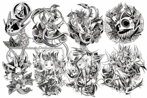 Digimon art nouveau tattoo idea