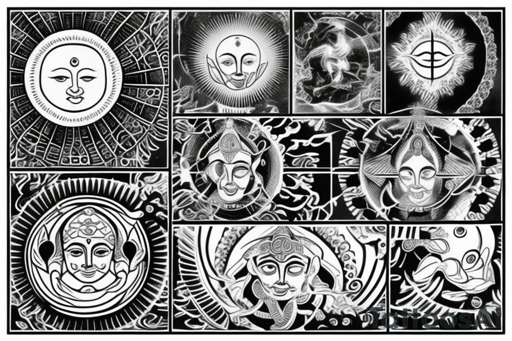 Hindu god sun with universe tattoo idea