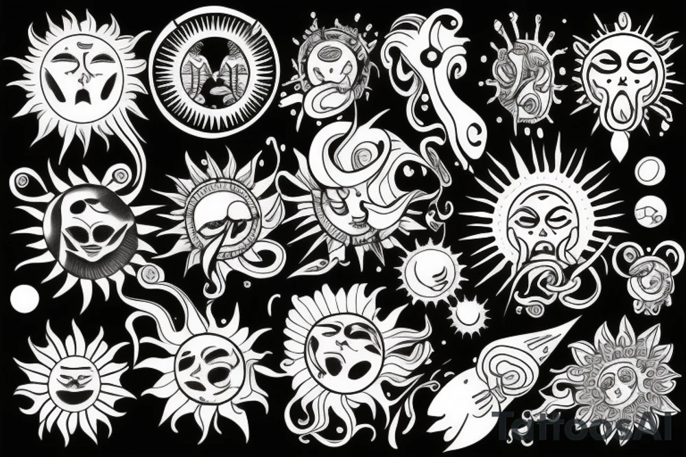 Sun and universe tattoo idea
