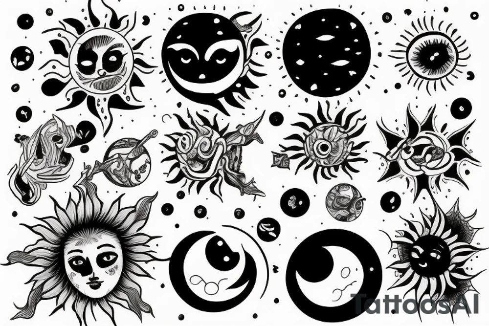 Sun and universe tattoo idea