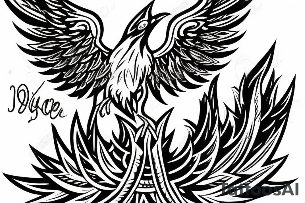 Phoenix bird cradling a police badge on the shoulder. tattoo idea