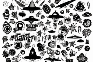 UFO beaming down a girl tattoo idea