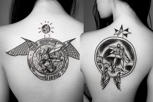 UFO beaming down a girl to earth tattoo idea