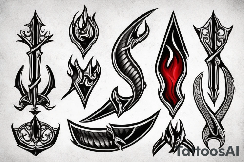 tattoo of a dagger with fire tattoo idea