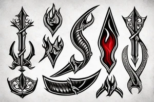 tattoo of a dagger with fire tattoo idea