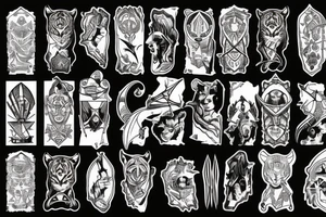 dagger, sailboat, tiger tattoo idea