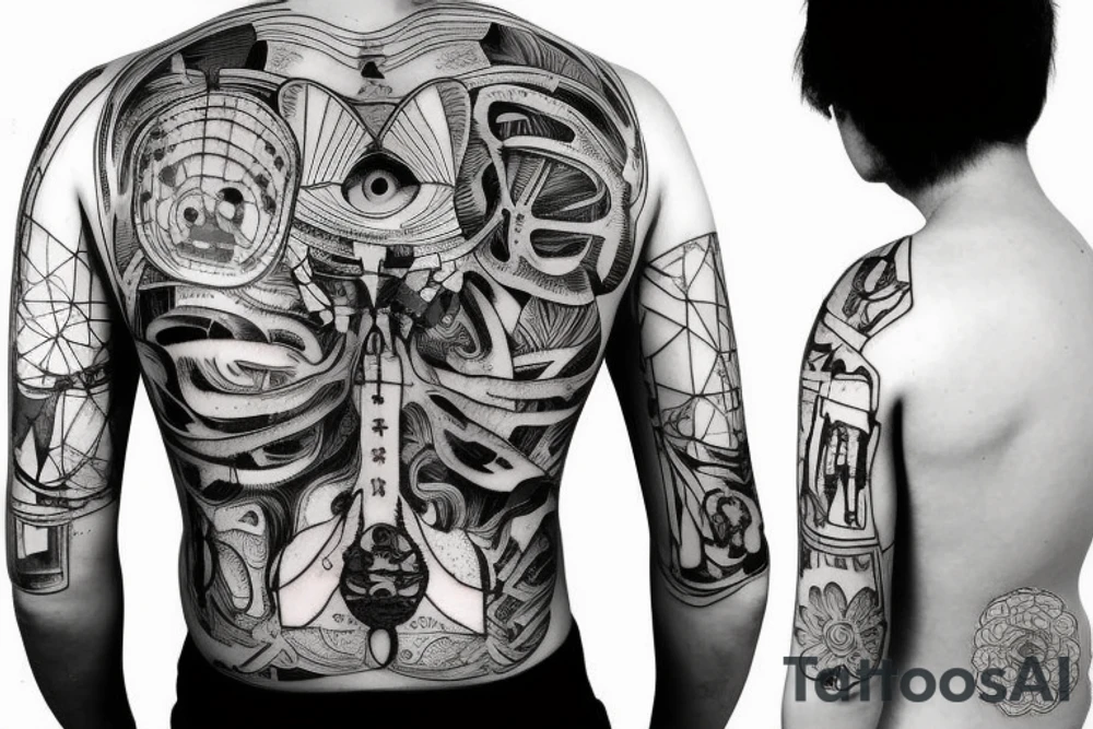 anatomy of human wearing VR tattoo idea