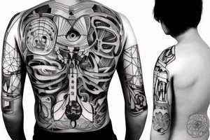 anatomy of human wearing VR tattoo idea