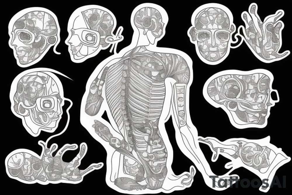 anatomy of human wearing VR tattoo idea