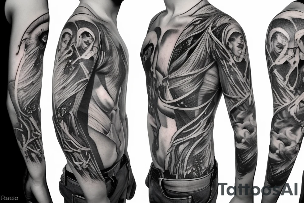 anatomy of human wearing VR tattoo idea