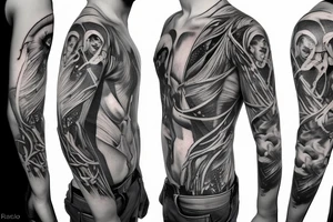 anatomy of human wearing VR tattoo idea