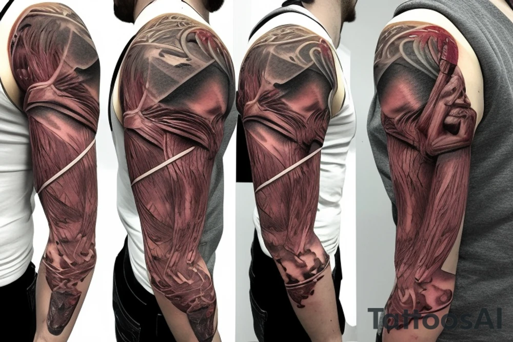 anatomy of human wearing VR tattoo idea