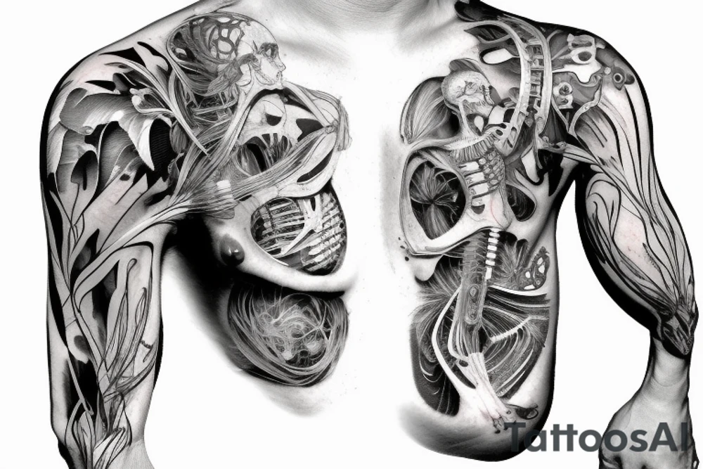 anatomy of human wearing VR tattoo idea