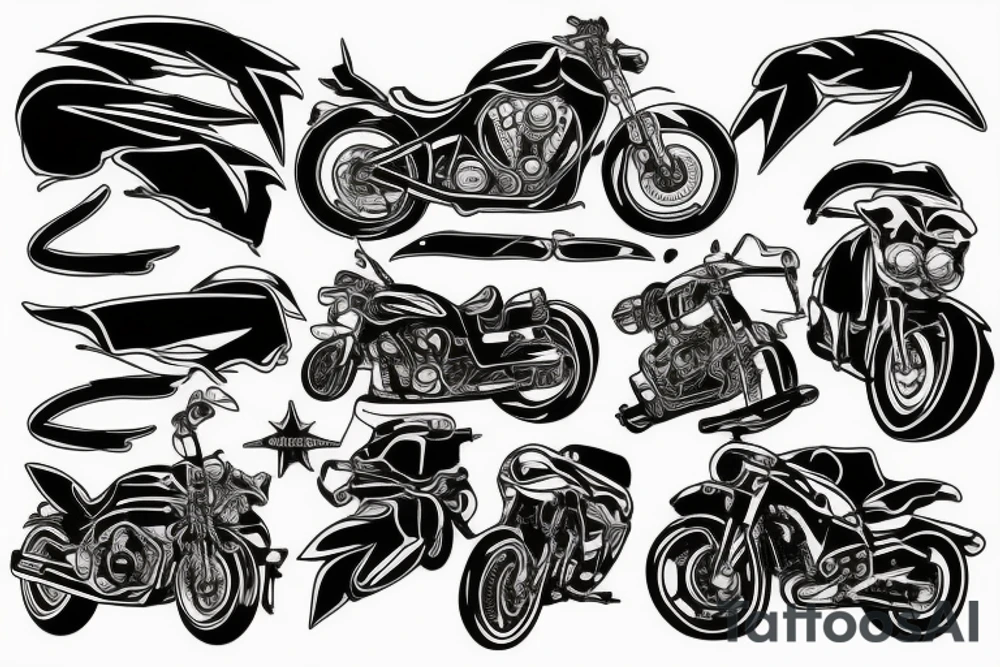 motorbike in sunset tattoo idea