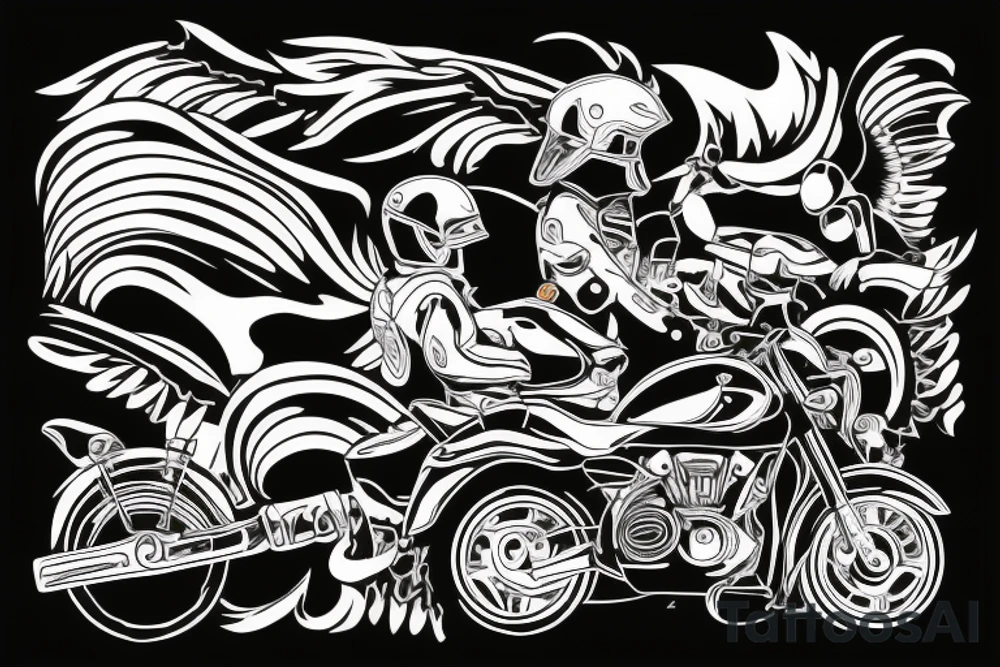 motorbike in sunset tattoo idea