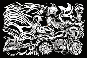 motorbike in sunset tattoo idea
