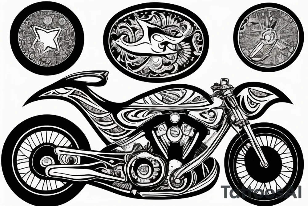 motorbike in sunset tattoo idea