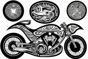 motorbike in sunset tattoo idea