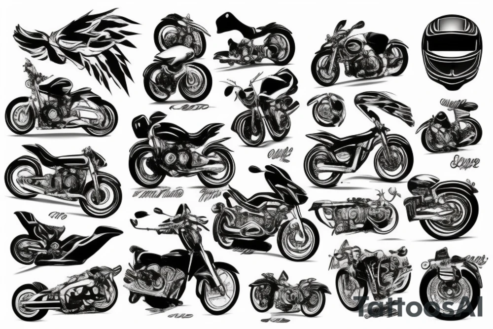 motorbike in sunset tattoo idea