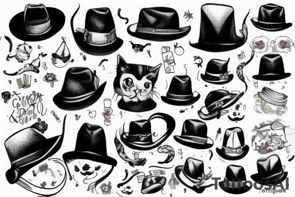cat with hat tattoo idea