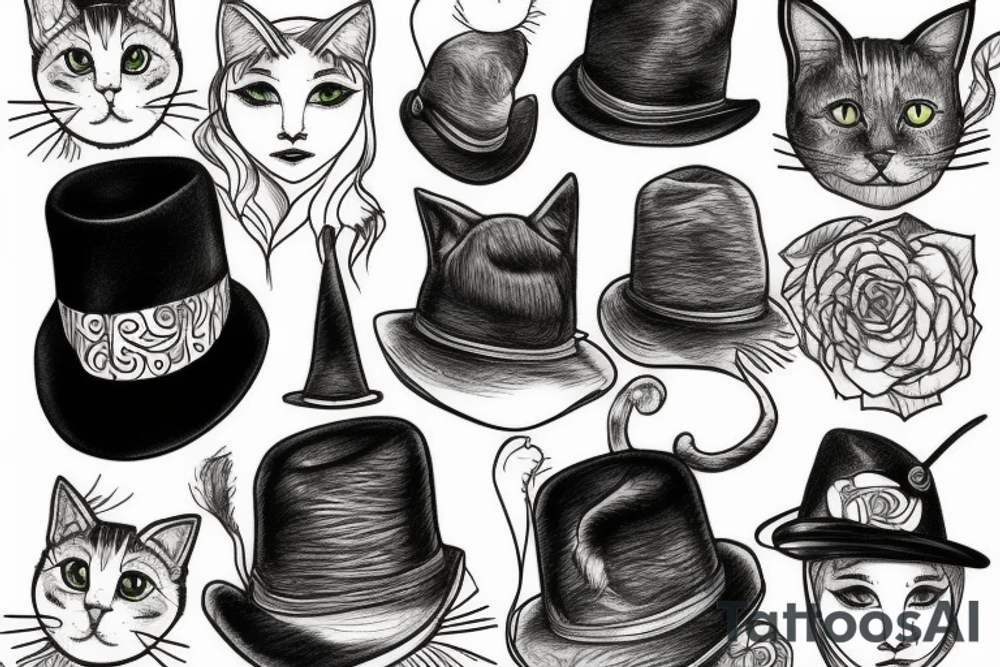 cat with hat tattoo idea