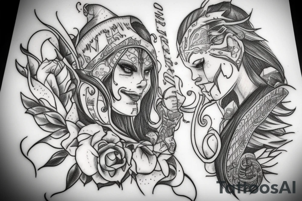 orc and elfes tattoo idea
