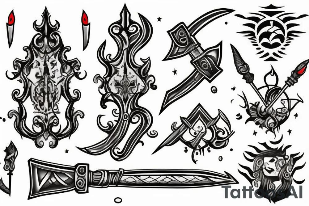 tattoo of a dagger with fire tattoo idea