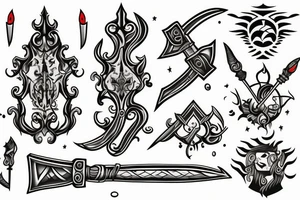 tattoo of a dagger with fire tattoo idea