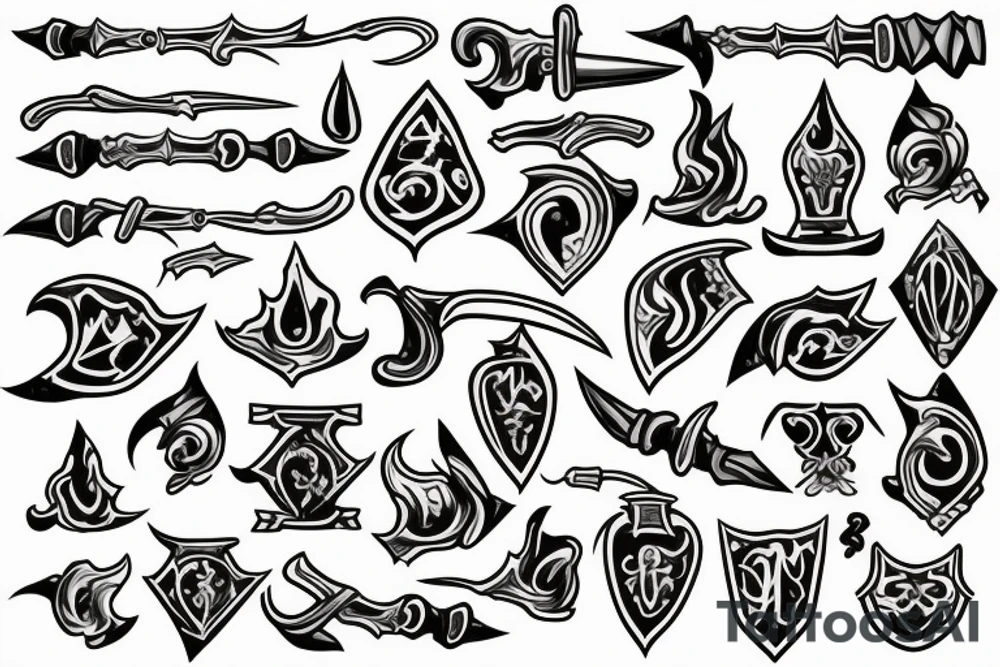 tattoo of a dagger with fire tattoo idea