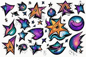 An exploding star with an Aurora in the background tattoo idea