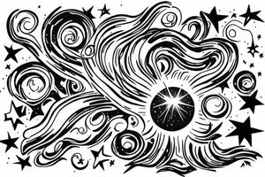 An exploding star with an Aurora in the background tattoo idea