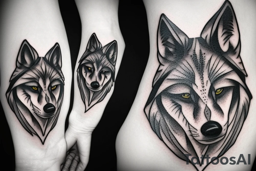 Wolf with cross tattoo idea